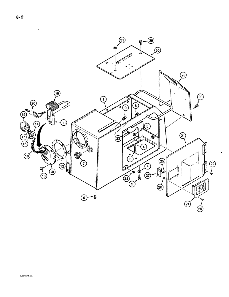 Схема запчастей Case 550 - (8-02) - HYDRAULIC RESERVOIR FRAME AND COVERS (08) - HYDRAULICS