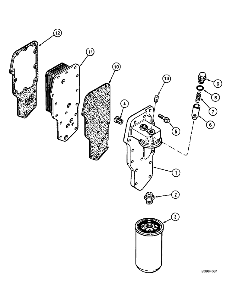 Схема запчастей Case 688G - (2-36) - OIL FILTER AND COOLER, 4T-390 EMISSIONS CERTIFIED ENGINE (02) - ENGINE