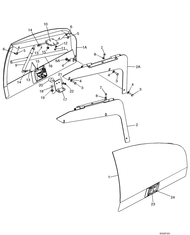 Схема запчастей Case 650K - (09-11) - DOORS, REAR (09) - CHASSIS/ATTACHMENTS