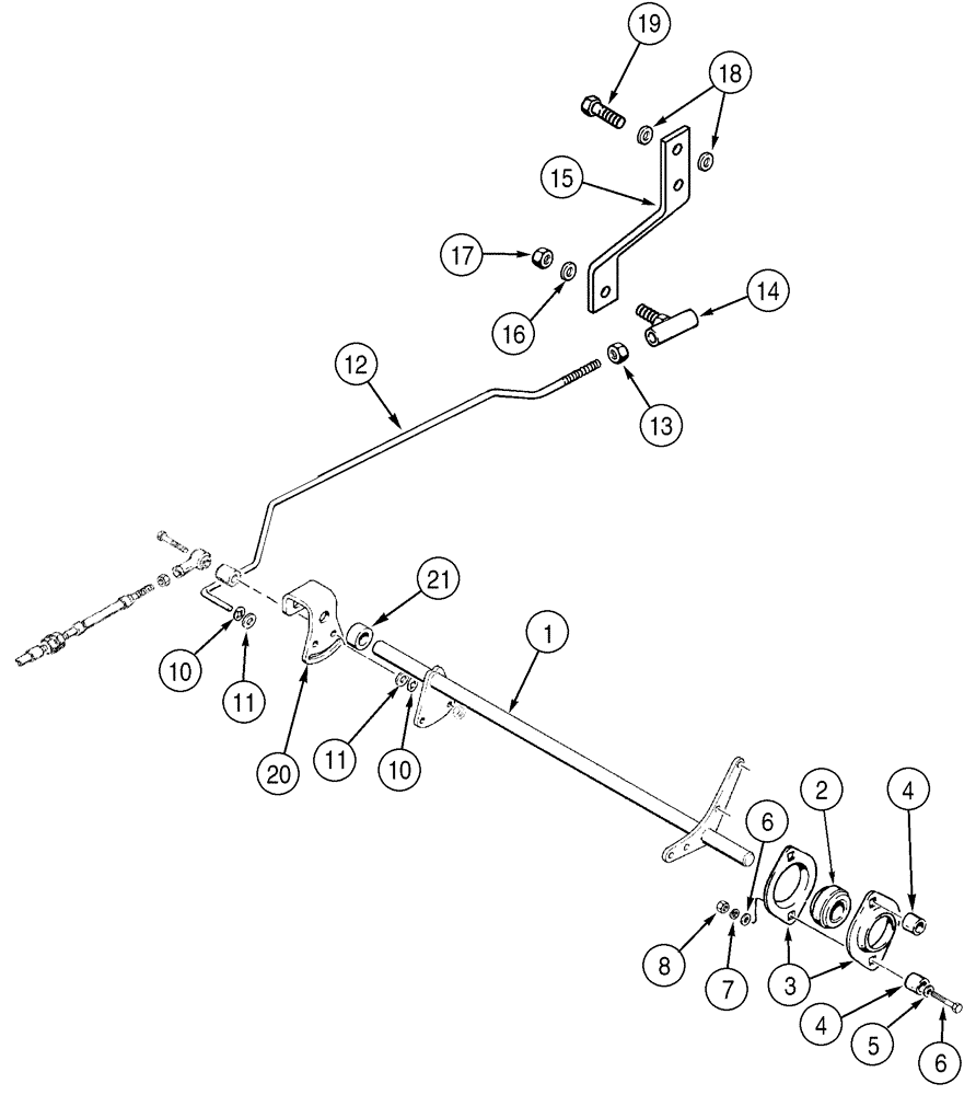 Схема запчастей Case 1150H - (03-02) - CONTROLS, THROTTLE - SHAFT, CROSS AND CONTROL ROD (03) - FUEL SYSTEM