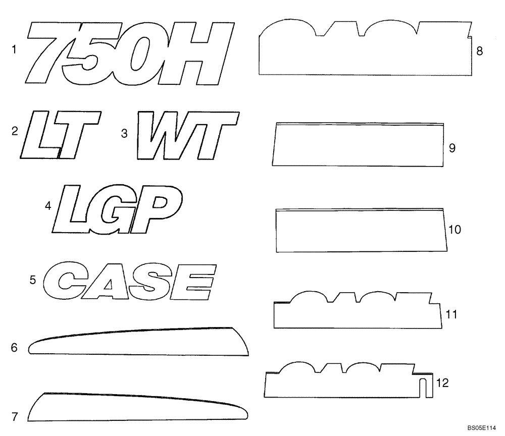 Схема запчастей Case 750H - (09-37A) - DECALS - MODEL, REFLECTIVE - IF USED (09) - CHASSIS/ATTACHMENTS