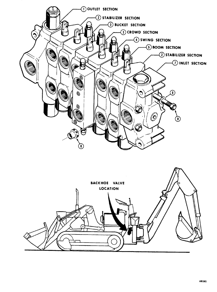 Схема запчастей Case 34 - (188) - D38705 AND D44379 BACKHOE CONTROL VALVES 