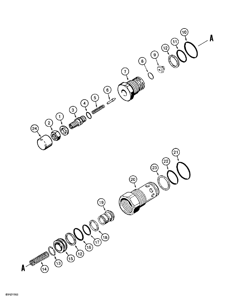 Схема запчастей Case 721B - (8-046) - MAIN RELIEF VALVE AND, CIRCUIT RELIEF AND ANTICAVITATION VALVE (08) - HYDRAULICS