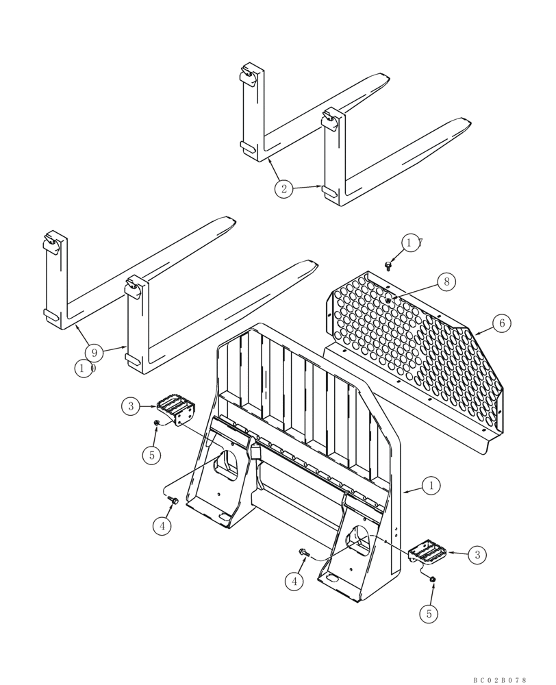 Схема запчастей Case 450CT - (09-09) - PALLET FORK (09) - CHASSIS