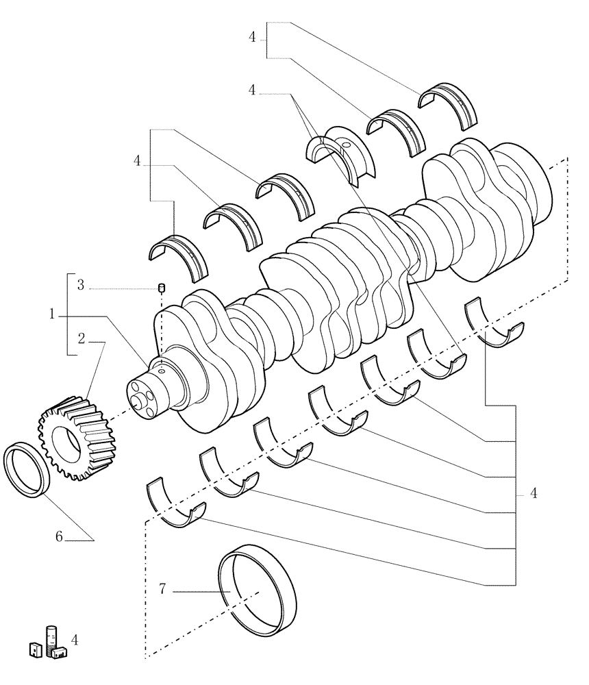 Схема запчастей Case 1850K - (0.080[01]) - CRANKSHAFT (01) - ENGINE