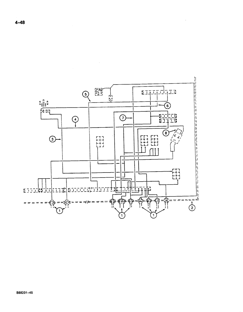 Схема запчастей Case 125B - (4-48) - TURNTABLE ELEC. HARNESS, HARNESS CONNECTIONS TO ELECTRICAL BOX (04) - ELECTRICAL SYSTEMS