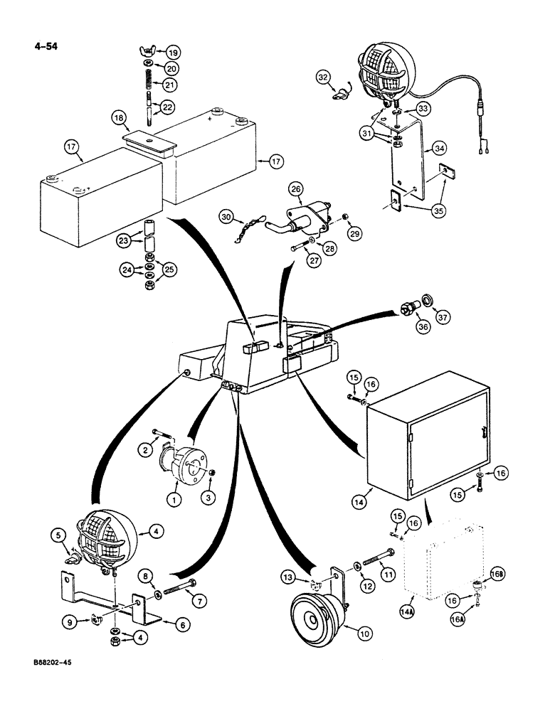 Схема запчастей Case 125B - (4-54) - TURNTABLE ELECTRICAL COMPONENTS, P.I.N. 74631 THROUGH 74963, 21801 THROUGH 21868, 26801 AND AFTER (04) - ELECTRICAL SYSTEMS