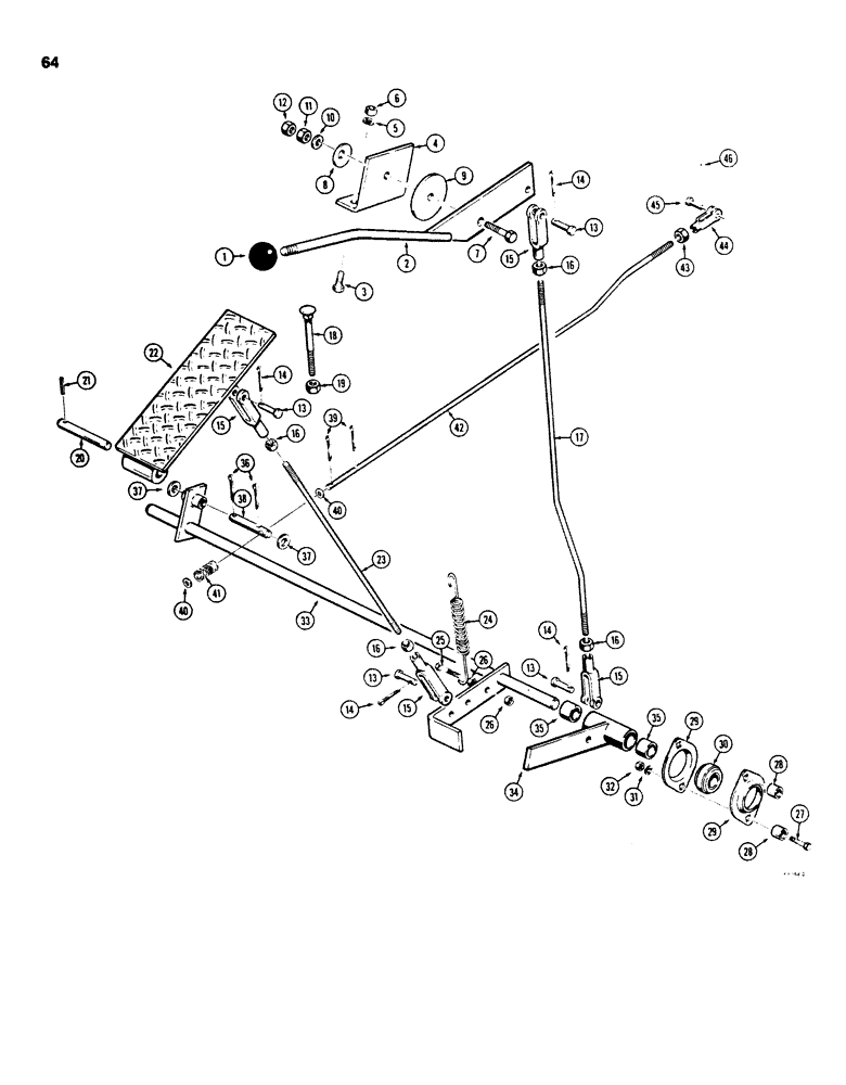 Схема запчастей Case 850B - (064) - THROTTLE CONTROL LINKAGE (01) - ENGINE