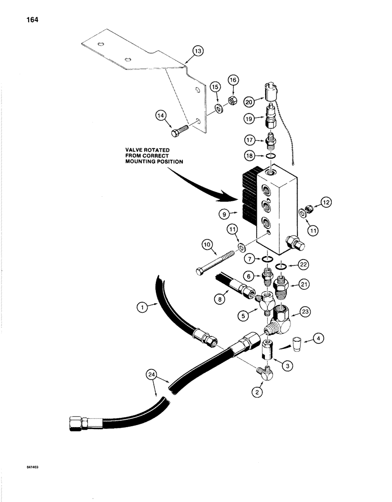 Схема запчастей Case 1280B - (164) - HYD. CIRCUIT FOR CONTROLS, SOLENOID CONTROL VALVE CONNECTING LINES W/ RELIEF VALVE IN SOLENOID VALVE (08) - HYDRAULICS