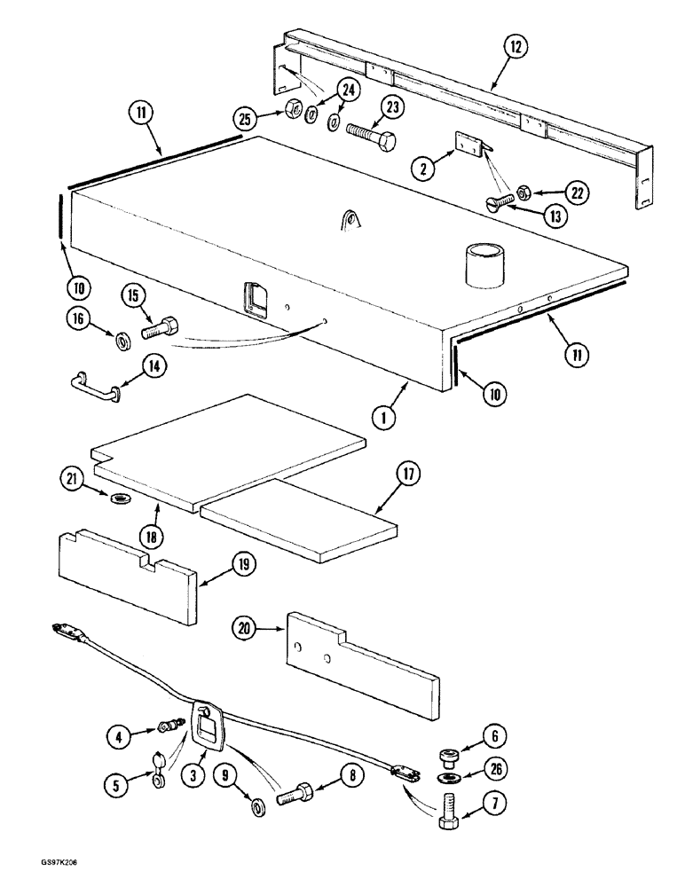 Схема запчастей Case 888 - (9B-10) - ENGINE UPPER ACCESS COVER, P.I.N. 15636 AND AFTER, P.I.N. 106810 AND AFTER (09) - CHASSIS