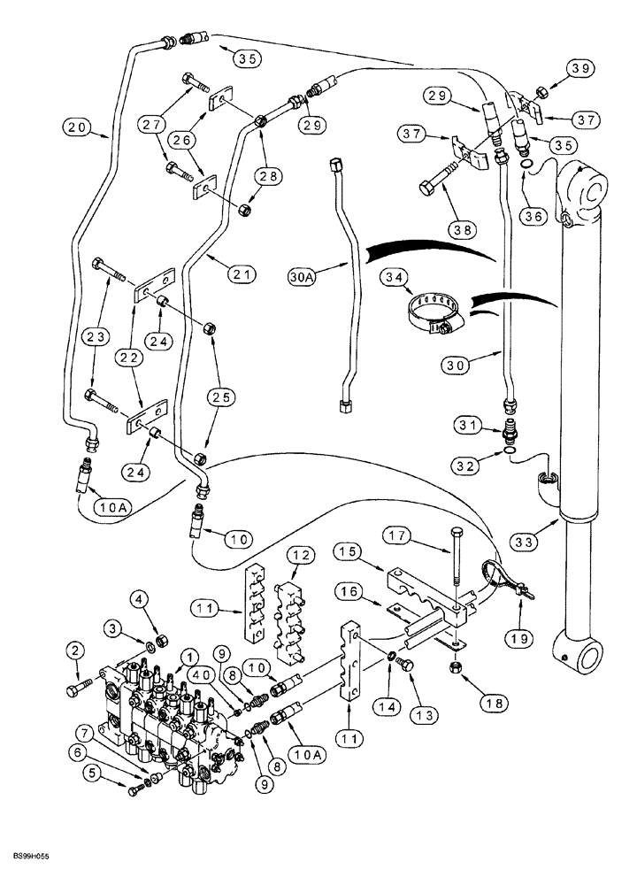 Схема запчастей Case 580SL - (8-028) - BACKHOE BUCKET CYLINDER HYDRAULIC CIRCUIT, MODELS WITHOUT EXTENDABLE DIPPER (08) - HYDRAULICS