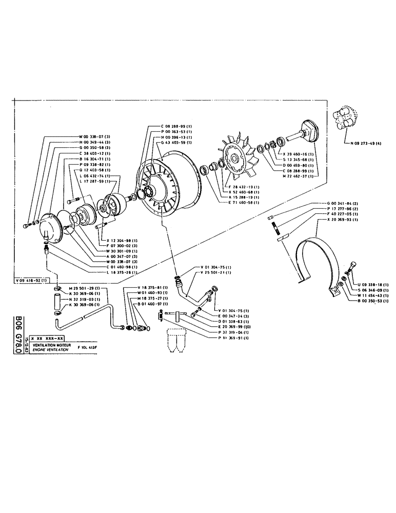 Схема запчастей Case 220 - (072) - ENGINE VENTILATION (01) - ENGINE