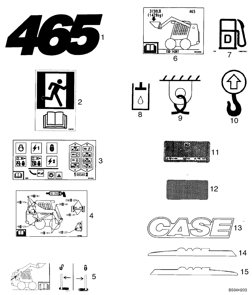 Схема запчастей Case 465 - (09-42) - DECALS (09) - CHASSIS