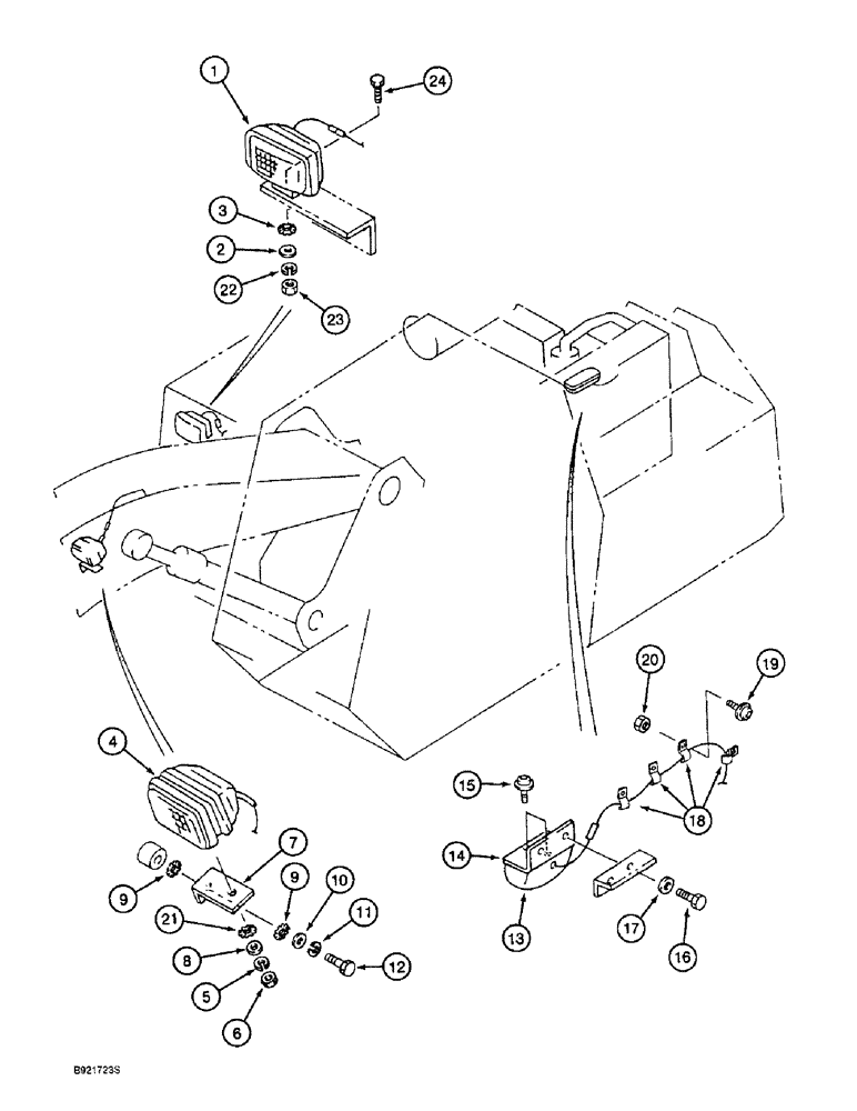 Схема запчастей Case 9010 - (4-20) - WORK LAMPS AND WIRING (04) - ELECTRICAL SYSTEMS