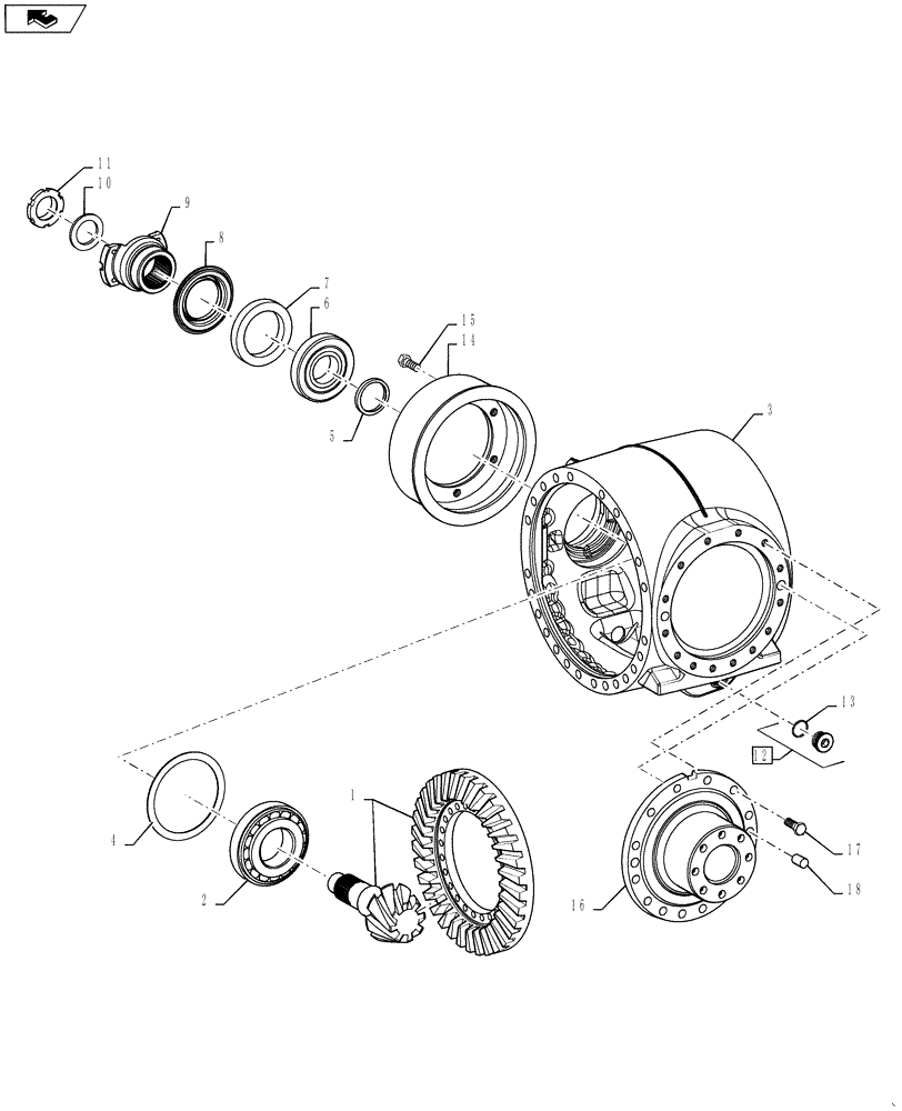 Схема запчастей Case 1021F - (44.106.03) - REAR AXLE, DIFFERENTIAL CARRIER (27) - REAR AXLE SYSTEM