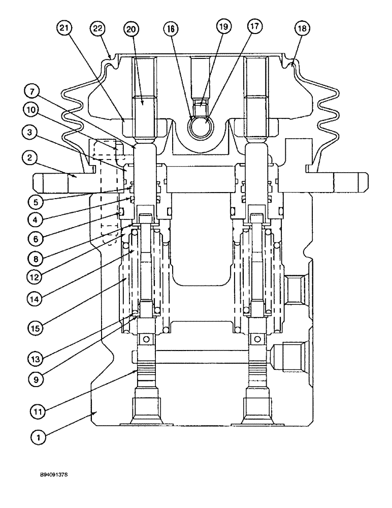 Схема запчастей Case 9030B - (8-132) - PEDAL OPERATED REMOTE CONTROL VALVE, PRIOR TO P.I.N. DAC03#2001 (08) - HYDRAULICS