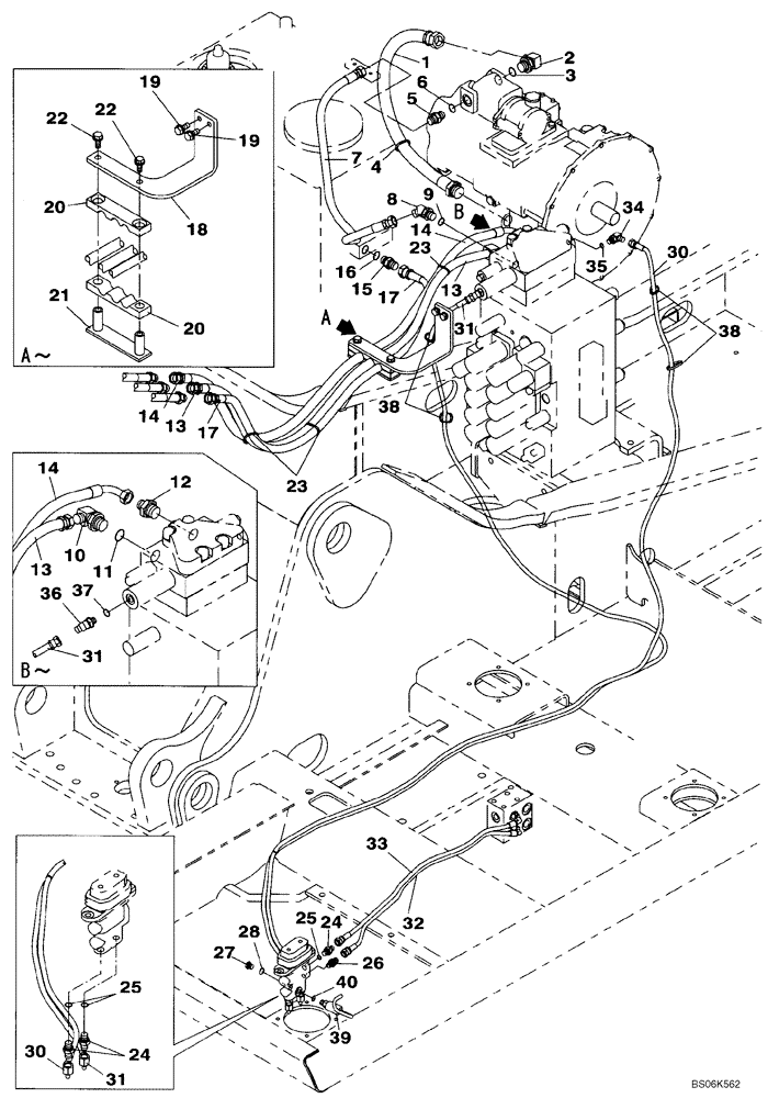 Схема запчастей Case CX210B - (08-38) - HYDRAULICS, AUXILIARY - SECOND ACTING CIRCUIT, PEDAL ACTIVATED (08) - HYDRAULICS