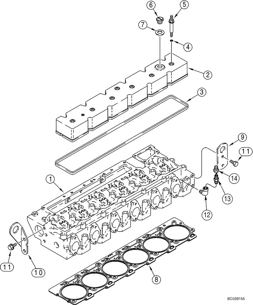 Схема запчастей Case 821C - (02-15) - CYLINDER HEAD - COVER (02) - ENGINE