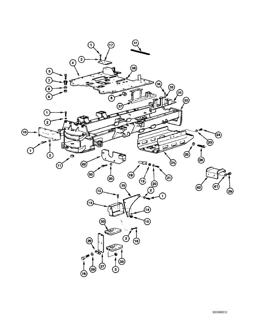 Схема запчастей Case 845 - (09.02[00]) - REAR CHASSIS (09) - CHASSIS