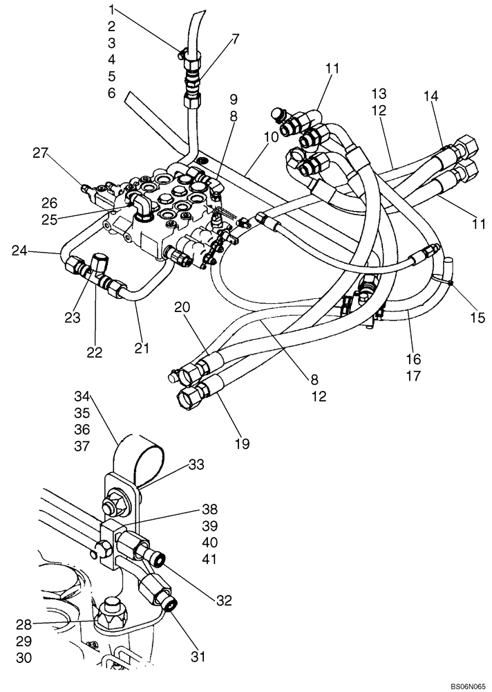 Схема запчастей Case 440CT - (06-06C) - HYDROSTATICS - HOSES (440CT WITH PILOT CONTROL) (06) - POWER TRAIN