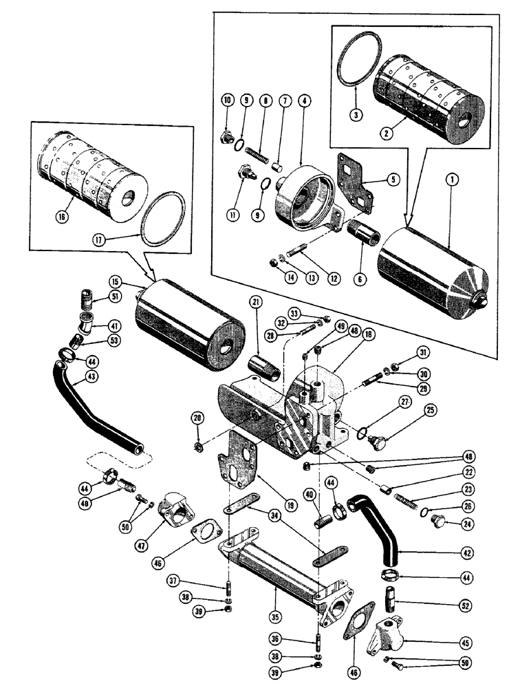 Схема запчастей Case 800 - (058) - ENGINE LUBE OIL SYSTEM, (USED FROM SERIAL #7080999) (01) - ENGINE