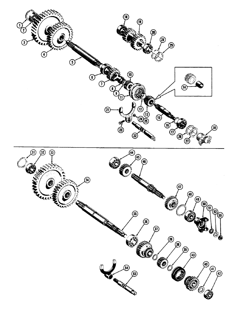 Схема запчастей Case 800 - (116) - TRANSMISSION INSTALLATION, MAIN DRIVE & TWO SPEED SHIFT PARTS (03) - TRANSMISSION