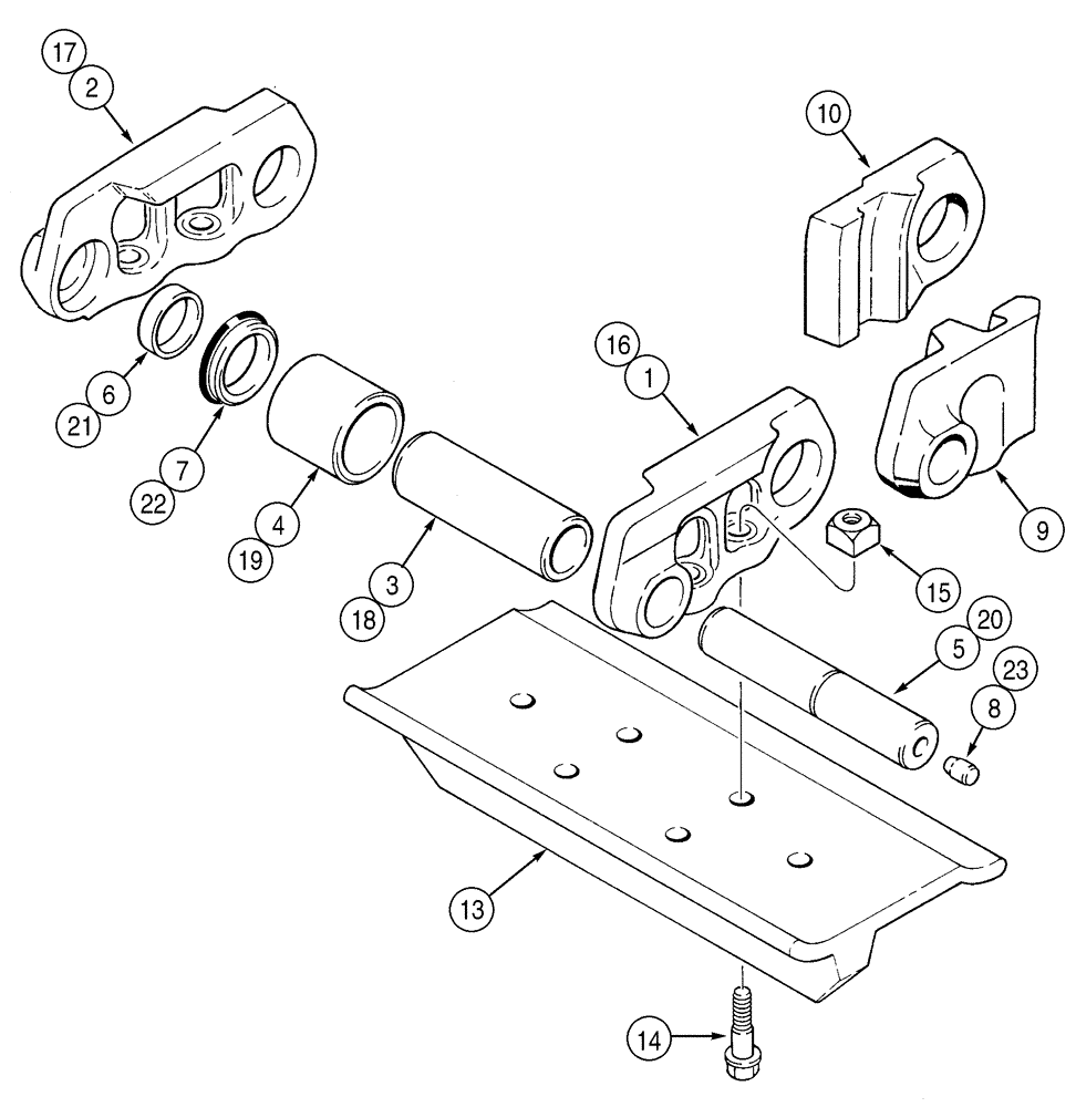 Схема запчастей Case 550H - (5-11) - TRACK CHAIN, EXTENDED LIFE, EACH MASTER LINK HAS ONE BOLT HOLE, CHAIN UNIT KIT (11) - TRACKS/STEERING