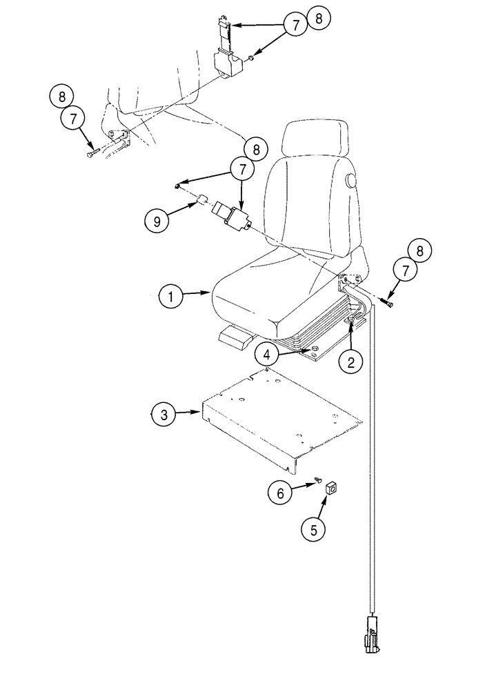 Схема запчастей Case 550H - (9-17) - SEAT, MOUNTING - SEAT BELTS, AIR SUSPENSION (09) - CHASSIS/ATTACHMENTS