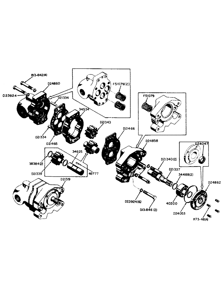 Схема запчастей Case 310B - (39) - D21319 HYDRAULIC PUMP (19 G.P.M.), (CODE E-9 AND LATER) 