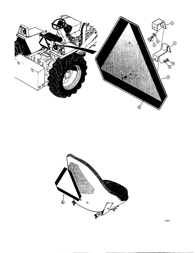 Схема запчастей Case 26B - (094) - SLOW MOVING VEHICLE EMBLEMS, USED WITH STANDARD SEAT 