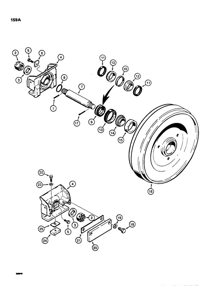 Схема запчастей Case 855C - (159A) - R45010 IDLER AND MOUNTING (04) - UNDERCARRIAGE