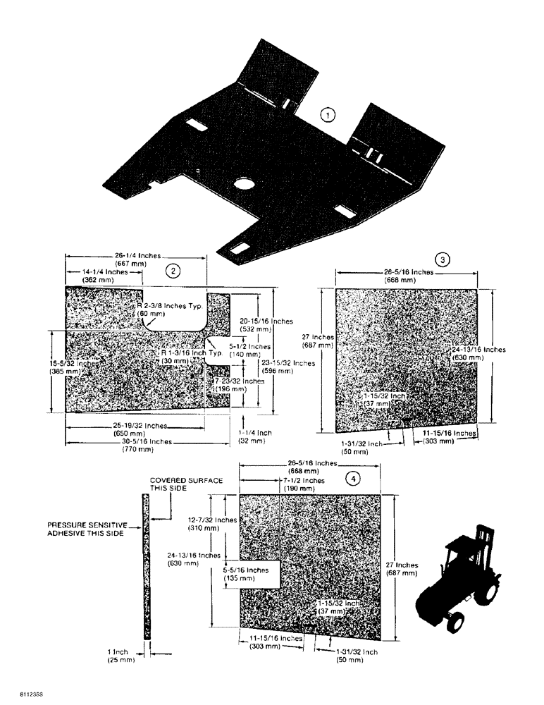 Схема запчастей Case 584E - (9-128) - FLOORMAT AND NOISE REDUCTION PADS (09) - CHASSIS/ATTACHMENTS