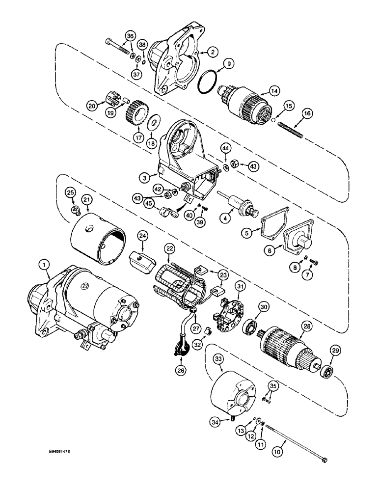 Схема запчастей Case 580SL - (4-02) - STARTER (04) - ELECTRICAL SYSTEMS