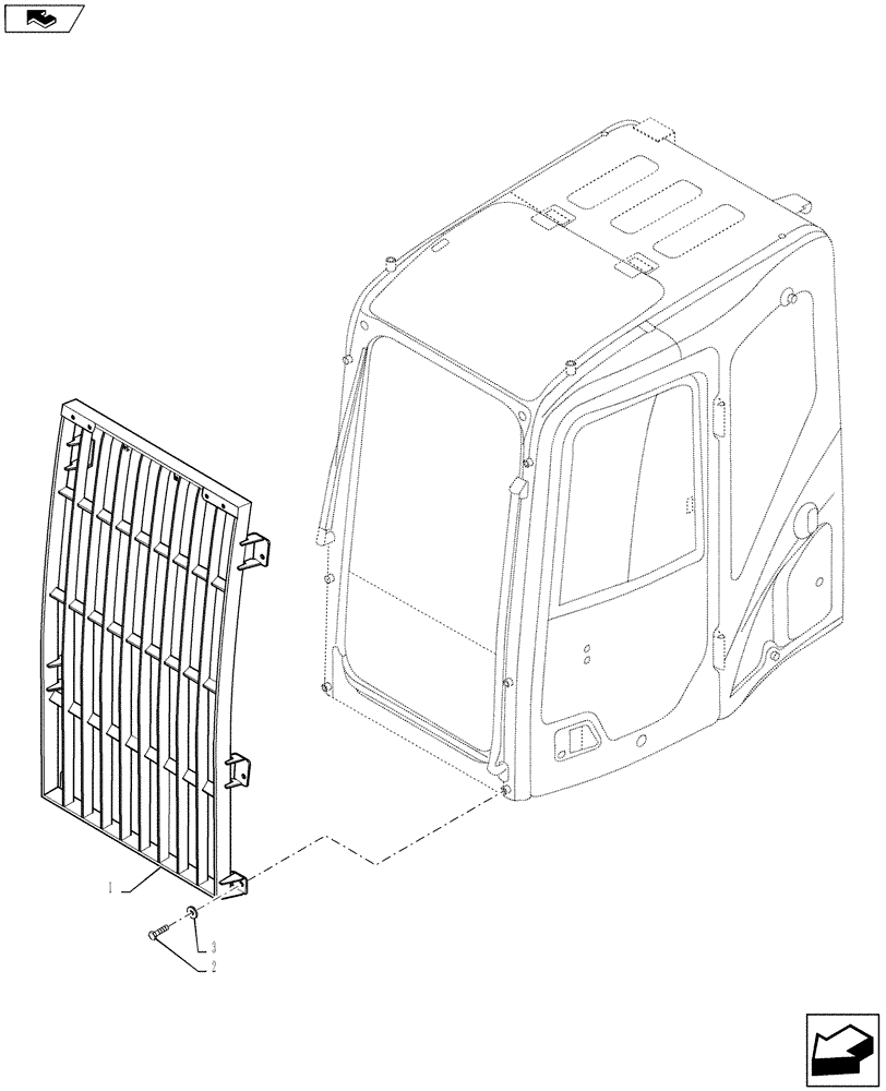 Схема запчастей Case CX235C SR - (90.116.02) - CAB - FRONT GUARD (90) - PLATFORM, CAB, BODYWORK AND DECALS