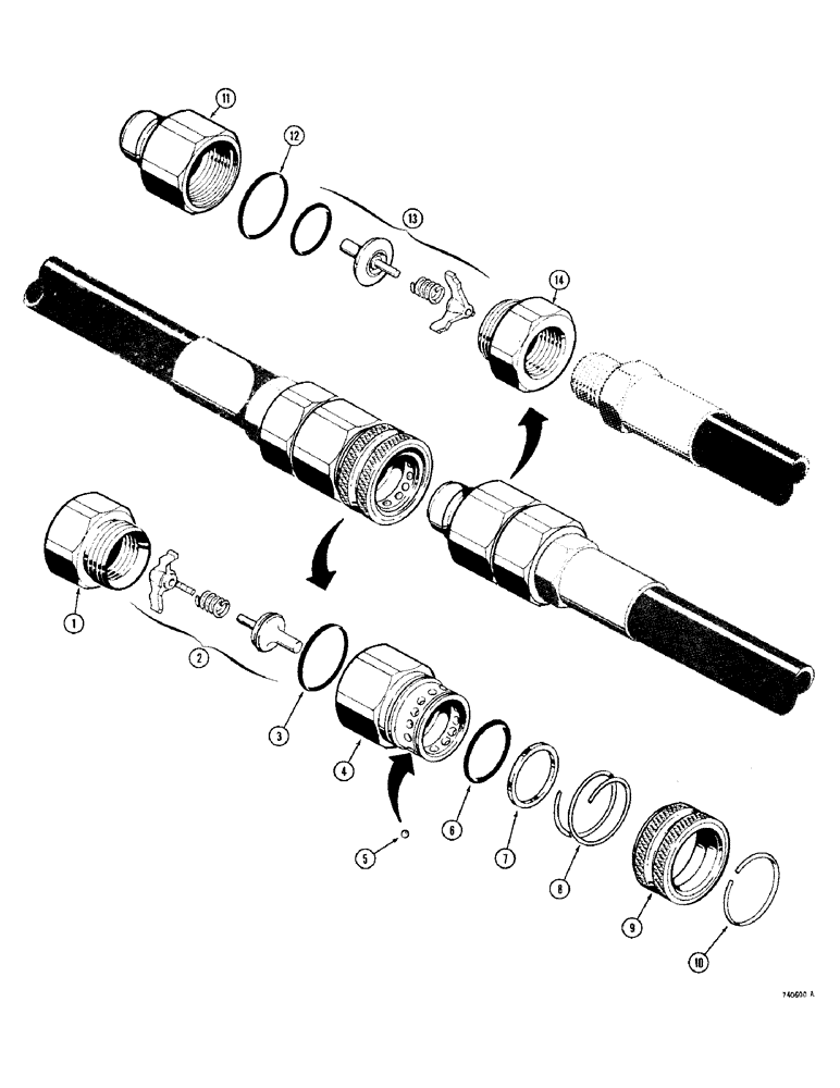 Схема запчастей Case 380CK - (158) - D52800 AND D52694 HYDRAULIC COUPLINGS (08) - HYDRAULICS