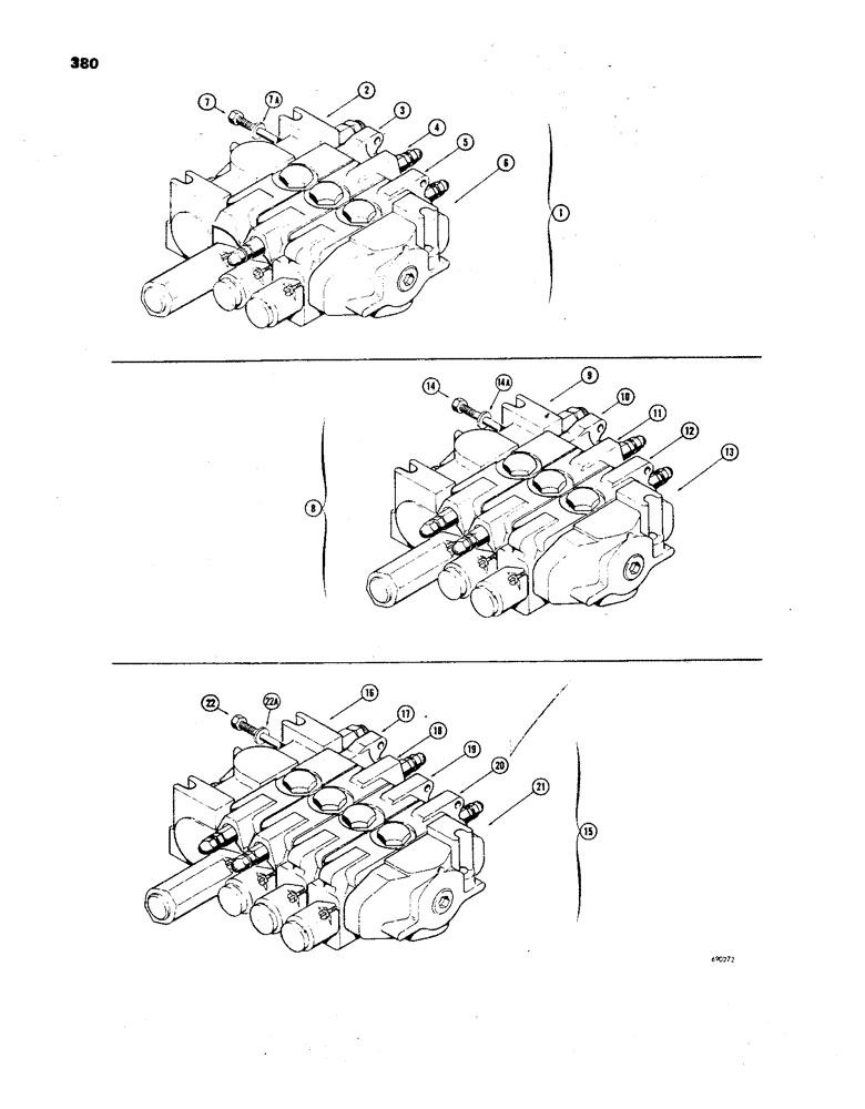 Схема запчастей Case 850 - (380) - D39779 TILT DOZER/RIPPER VALVE (3 SPOOL), D48102 ANGLE TILT DOZER VALVE ( 3 SPOOL) (07) - HYDRAULIC SYSTEM