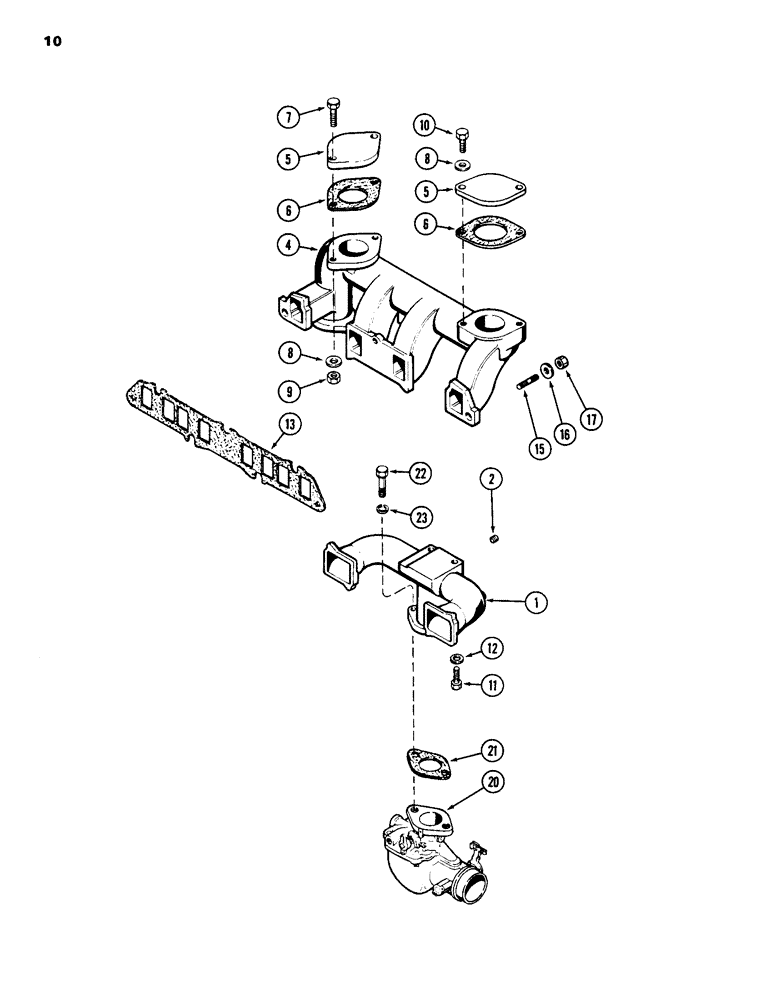 Схема запчастей Case 1835 - (010) - MANIFOLDS, 148B SPARK IGNITION ENGINE, CARBURETOR (02) - ENGINE