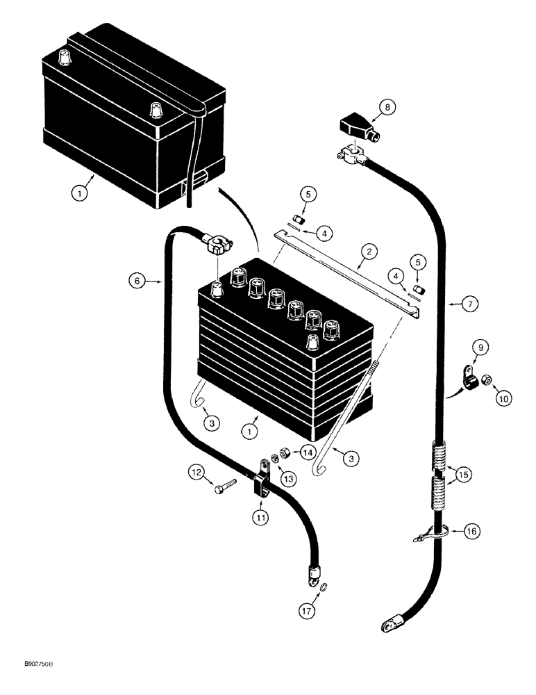 Схема запчастей Case 1818 - (4-22) - BATTERY AND CABLES, DIESEL MODELS (04) - ELECTRICAL SYSTEMS