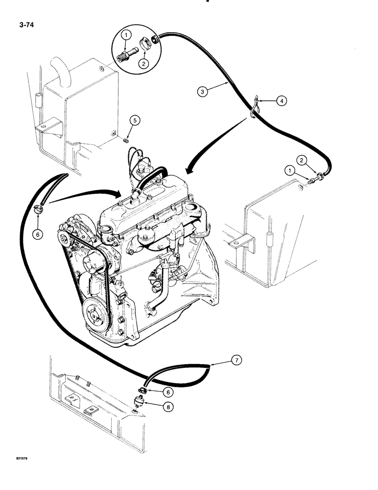 Схема запчастей Case 1835B - (3-74) - FUEL LINES, GASOLINE MODELS (03) - FUEL SYSTEM