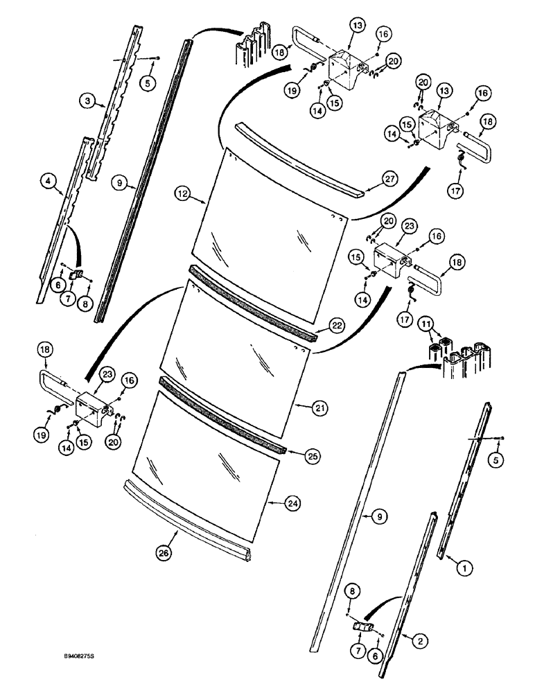 Схема запчастей Case 580SL - (9-106) - CAB REAR WINDOW (09) - CHASSIS/ATTACHMENTS