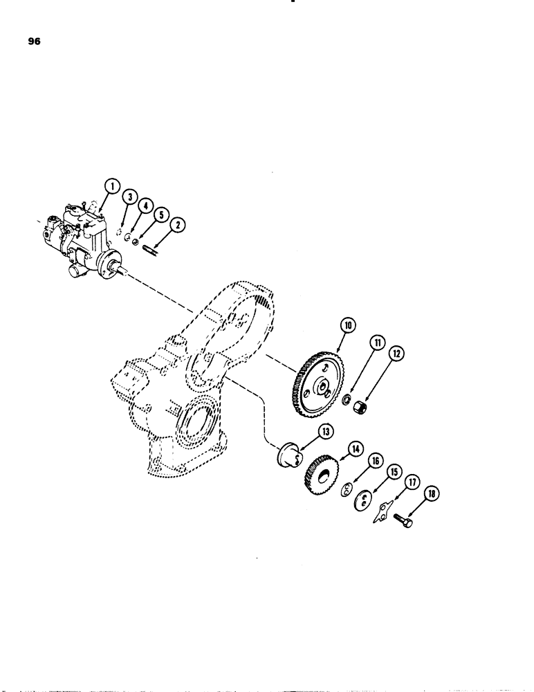 Схема запчастей Case 1845 - (096) - INJECTION PUMP DRIVE, (188) DIESEL ENGINE (10) - ENGINE