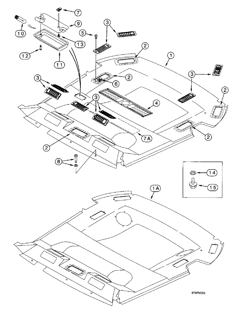 Схема запчастей Case 590SL - (9-84) - CAB HEADLINER, LOUVERS AND DOME LAMP (09) - CHASSIS/ATTACHMENTS