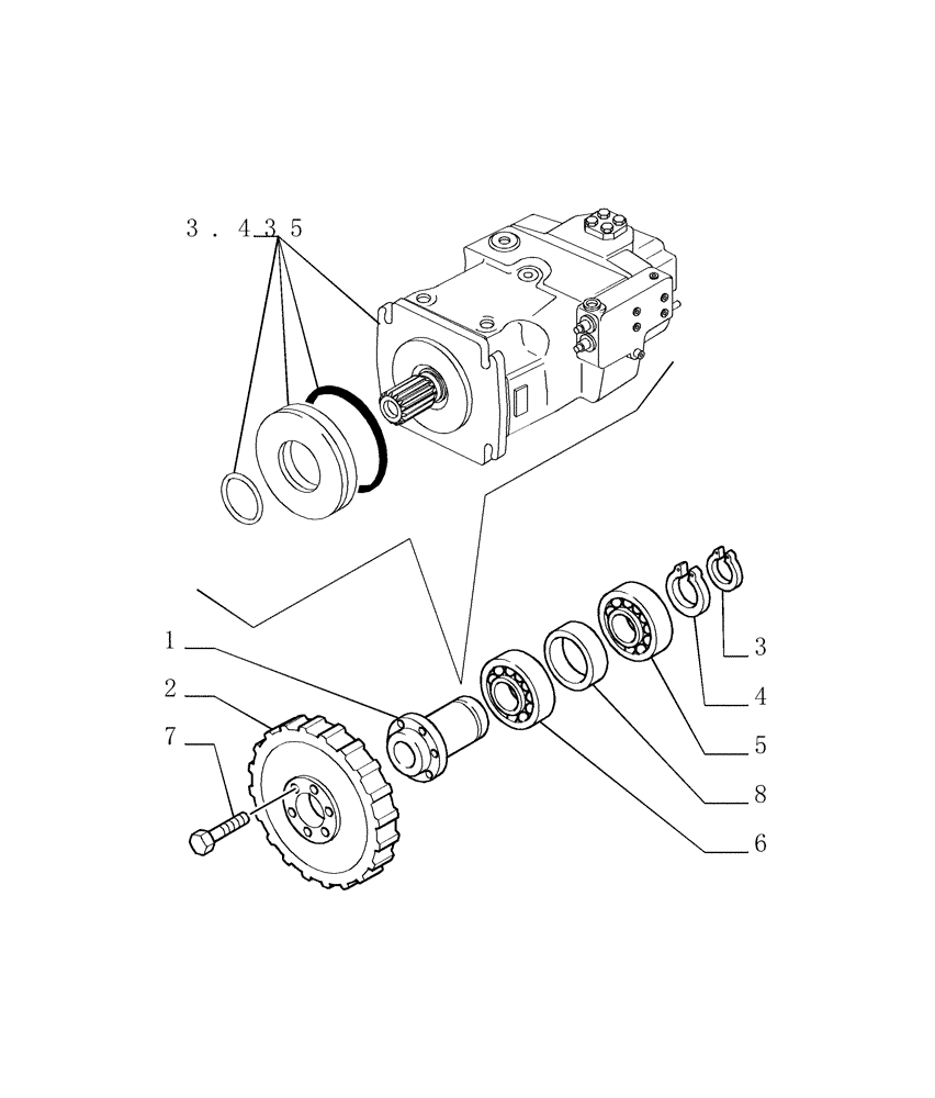 Схема запчастей Case 1850K - (1.200[05]) - UNIT TORQUE CONVERTER Hydrostatic Transmission