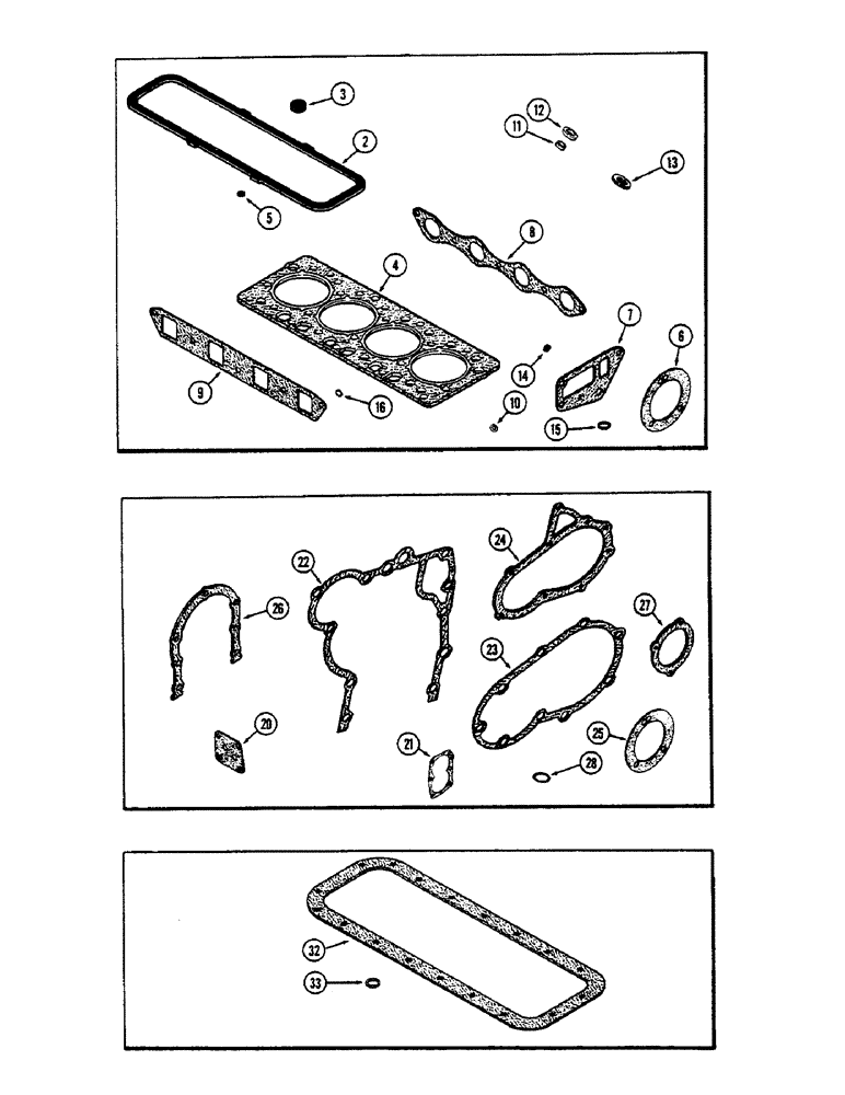 Схема запчастей Case 1700-SERIES - (048) - ENGINE GASKET KITS, 188 DIESEL ENGINE (10) - ENGINE