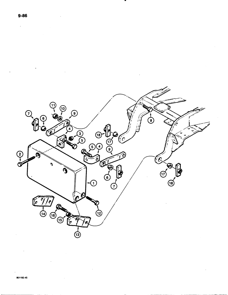 Схема запчастей Case 480E - (9-086) - REAR COUNTERWEIGHT (09) - CHASSIS/ATTACHMENTS