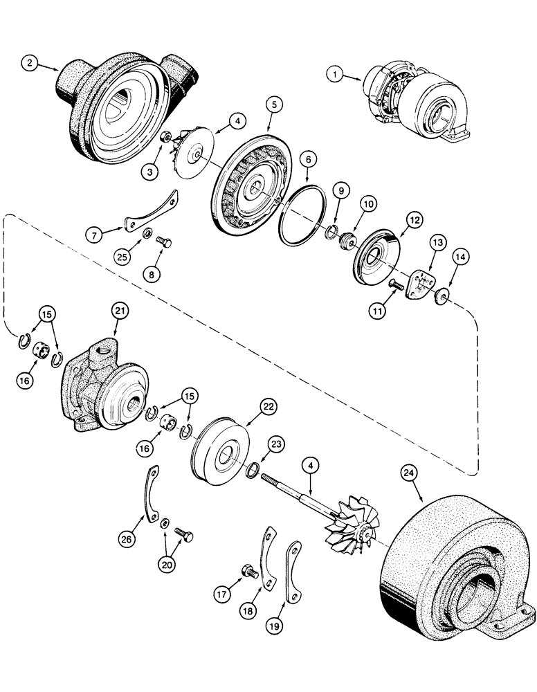 Схема запчастей Case 845 - (02-30[01]) - TURBOCHARGER - ASSEMBLY (02) - ENGINE