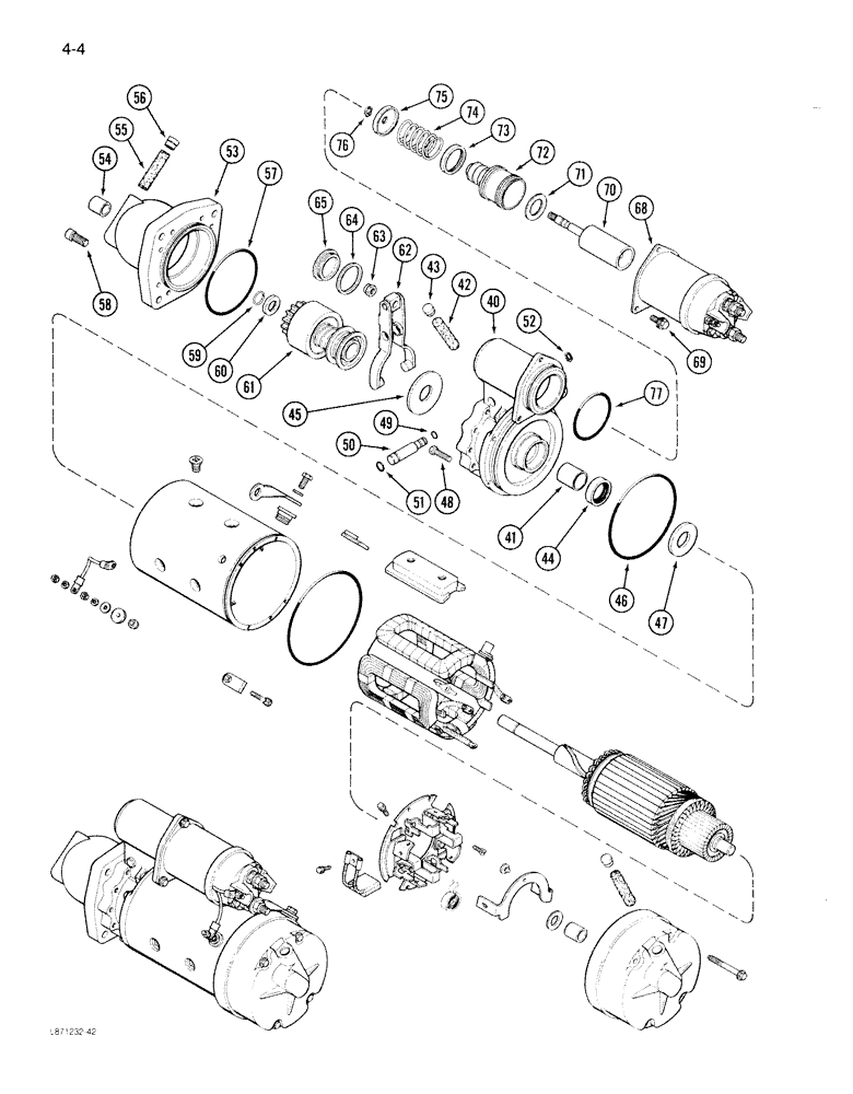 Схема запчастей Case 1086B - (4-004) - A169694 STARTER (04) - ELECTRICAL SYSTEMS