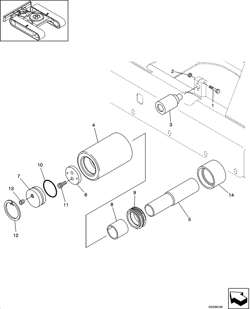 Схема запчастей Case CX47 - (05-09[00]) - TRACK - ROLLER, UPPER (11) - TRACKS/STEERING