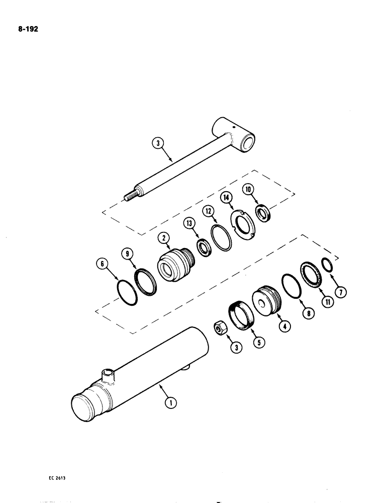 Схема запчастей Case 1825 - (8-192) - BUCKET TILT CYLINDER (08) - HYDRAULICS