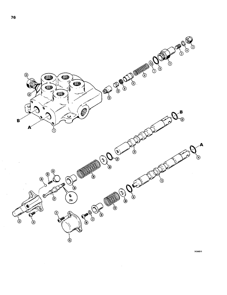 Схема запчастей Case 1816B - (76) - D82011 LOADER CONTROL VALVE, USED ON SERIAL NO. 9839208 AND AFTER (35) - HYDRAULIC SYSTEMS